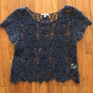 Navy lace top